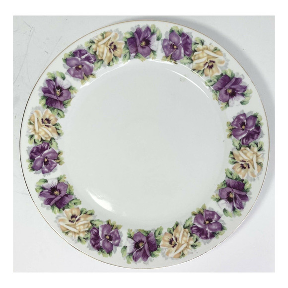 Z. S. & Co BAVARIA, 12” Round Serving Platter/Chop Plate, Pansies VTG Porcelain - Picture 1 of 4